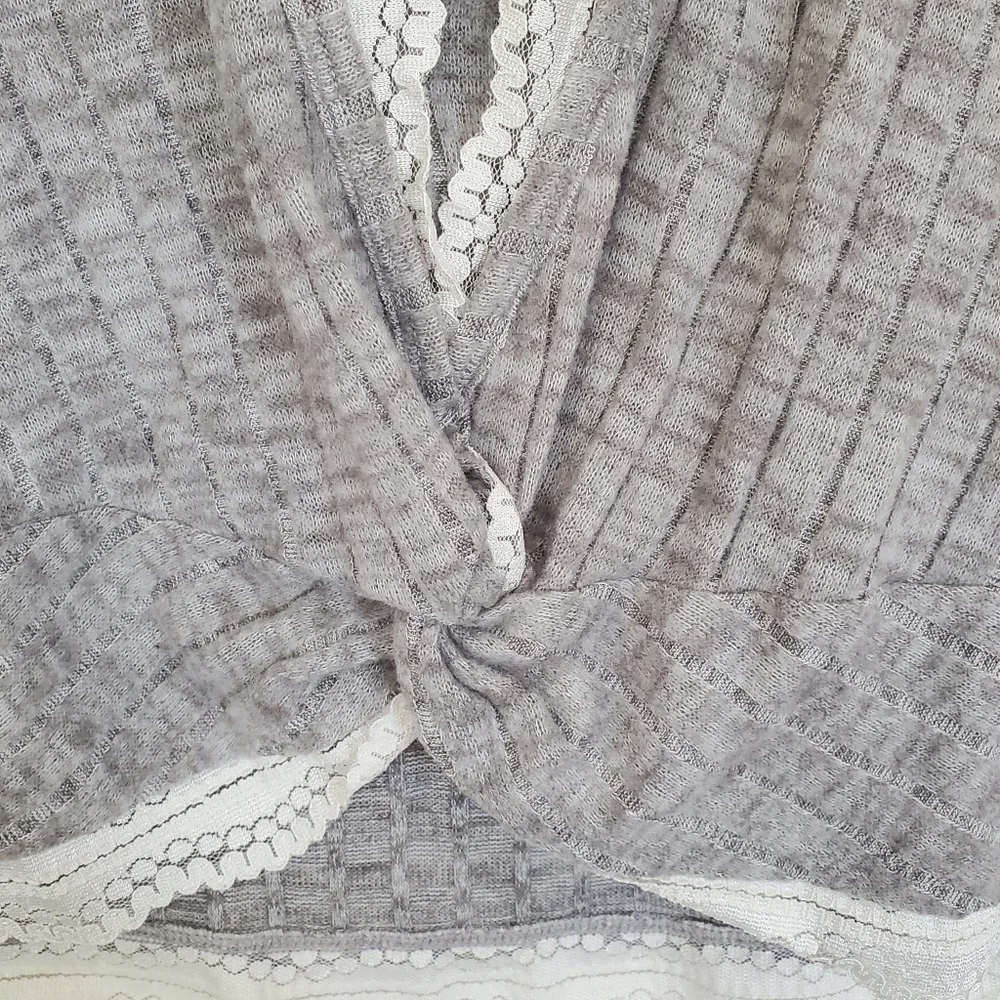 Abercrombie Kids Ribbed Grey Sweater with Twisted Back
